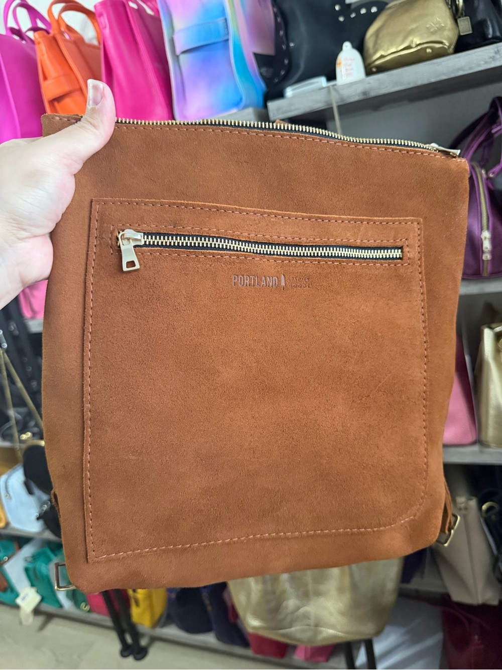 Portland leather goods Jackson suede large tote backpack